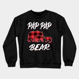 Pap Pap Bear Red Plaid Christmas Pajama Matching Family Gift Crewneck Sweatshirt